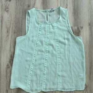 Elle Green Ruffled Sleeveless Tank Top